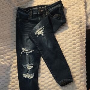 American Eagle Outfitters Women's Ripped Dark Jeans